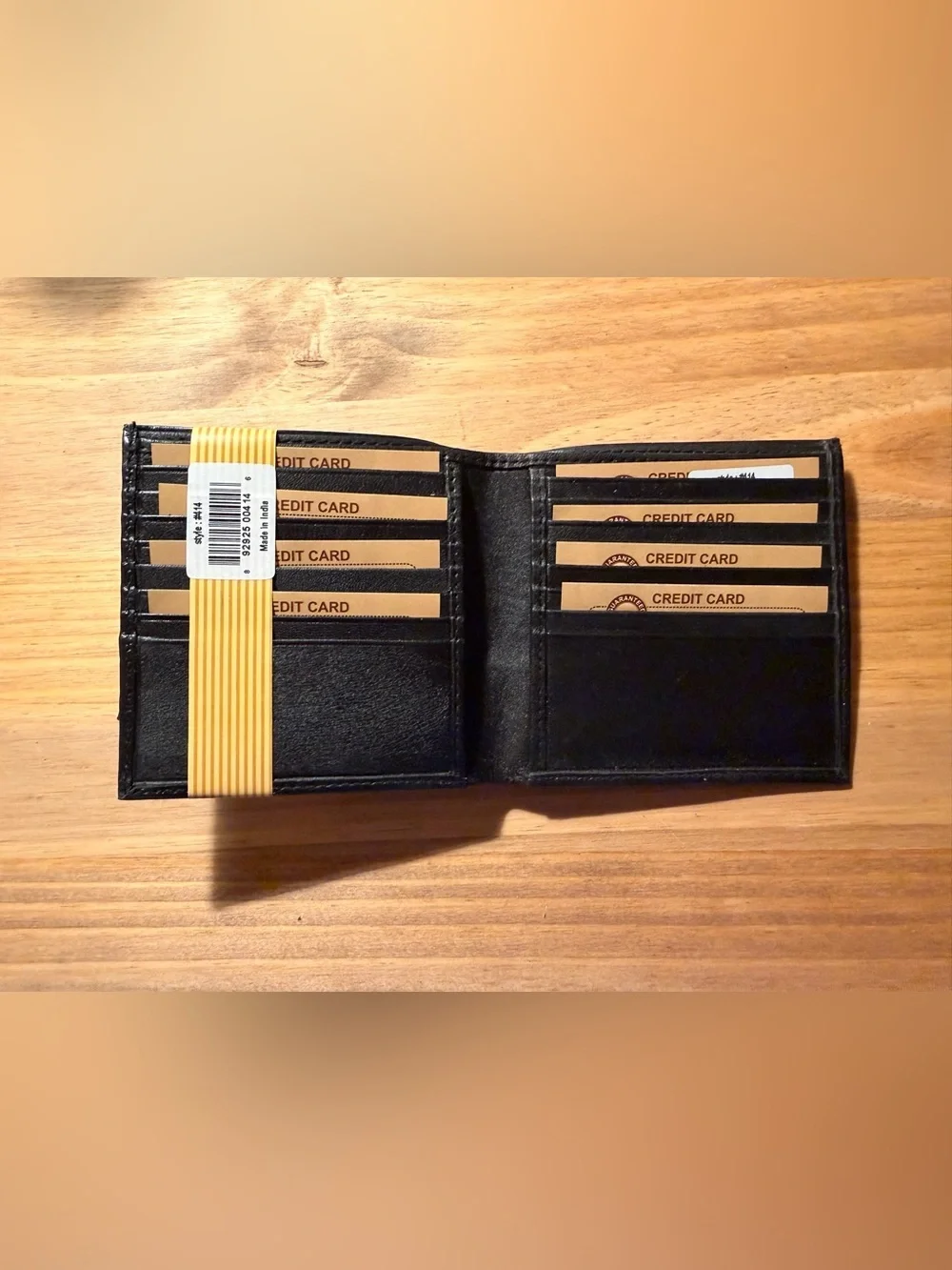 Large Men's Bifold Wallet - Black with 16 card holders